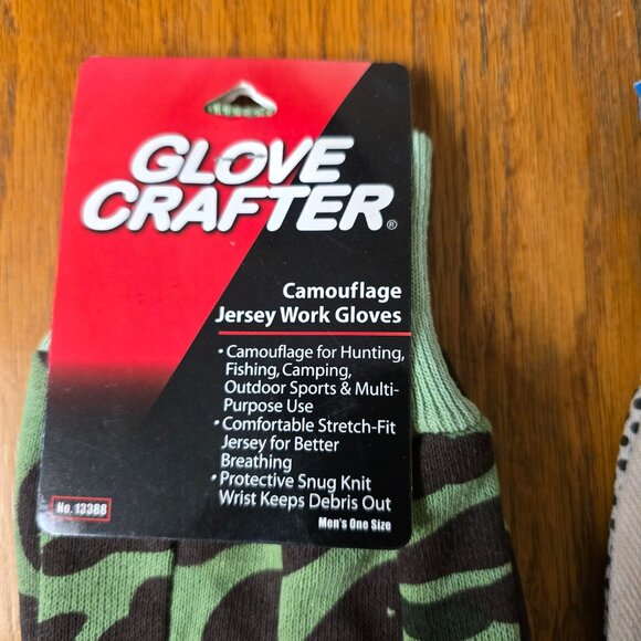 2 Pairs Men’s Work Gloves – Camouflage Jersey Camo & Canvas with PVC Dots NEW - Picture 2 of 7
